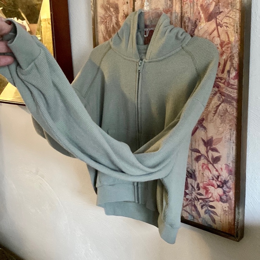 SKIMS WAFFLE ZIP UP HOODIE MINERAL SAGE WOMENS SIZE SMALL - Picture 16 of 17